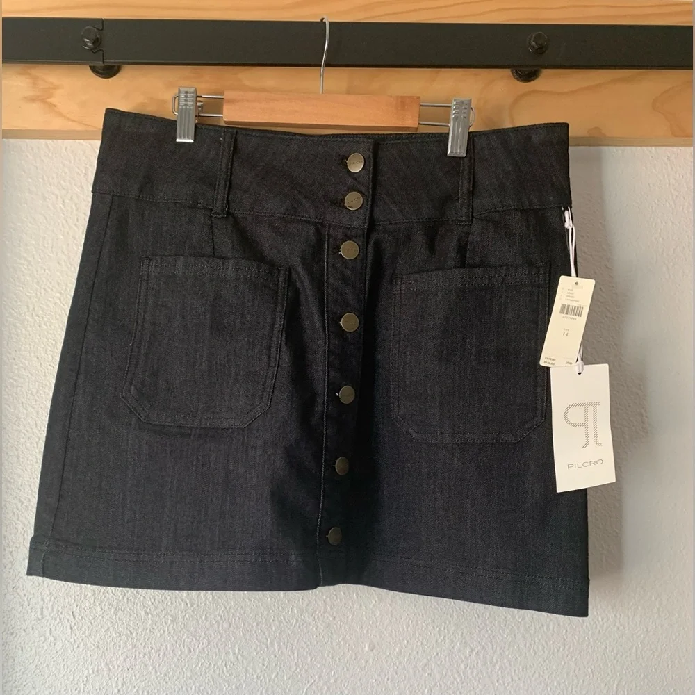 NWT Anthropologie Pilcro Button-Front Denim Mini Skirt, Size 14 - Picture 6 of 7